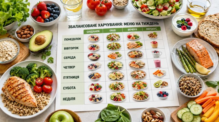 Збалансоване харчування меню на тиждень