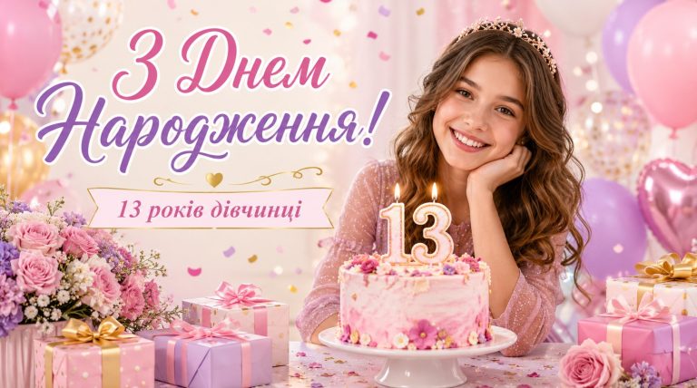 З днем народження 13 років дівчинці
